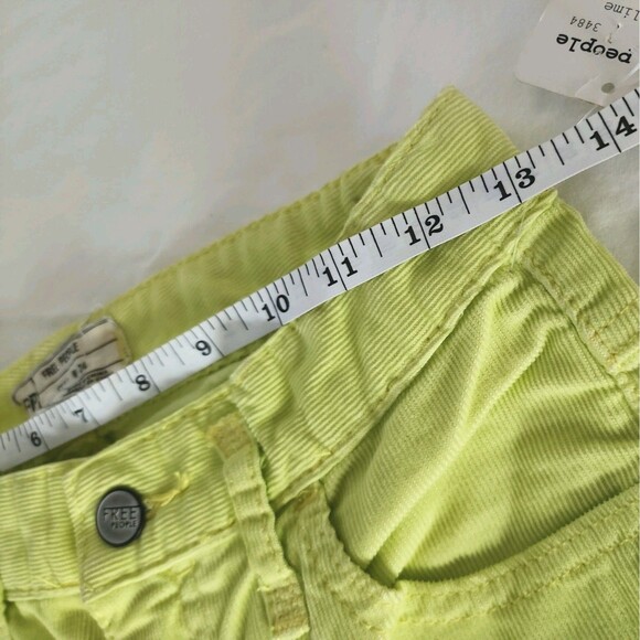 NWT ✿ FREE PEOPLE‎ Ladies 24 Low Rise Skinny Corduroy Pants Neon Lime School - Picture 7 of 12